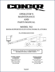 condor t62 1997 operators manual, condor manual, condor t62