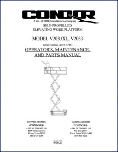 condor v2033xl v2033 1997 operators manual, condor manual, condor v2033xl