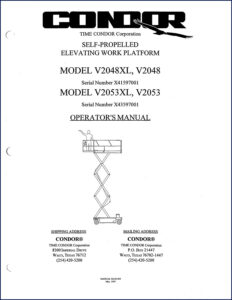 condor v2048xl v2053xl 1997 operators manual, condor manual, condor v2048xl
