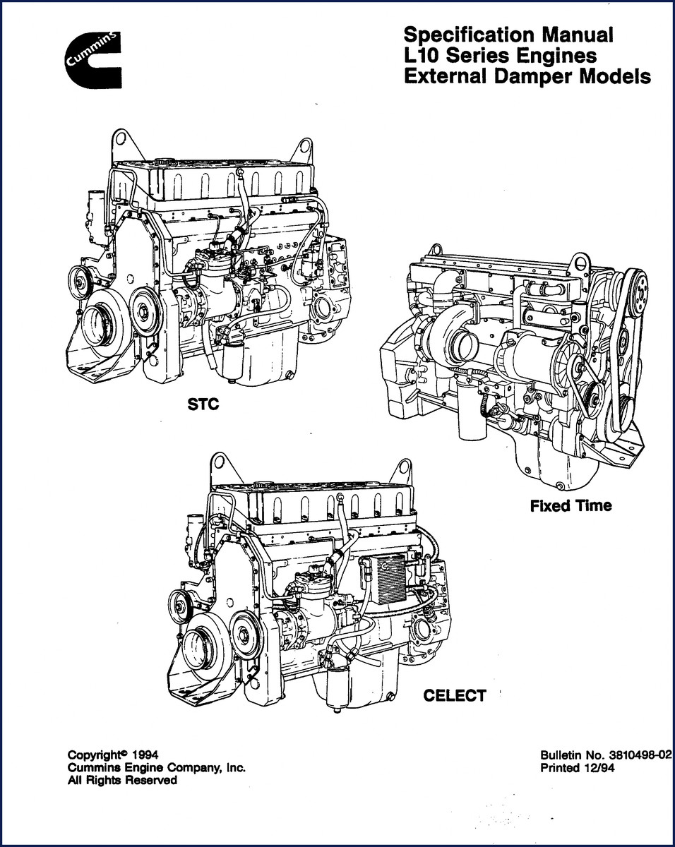 cummins l10 1994 technical manual, cummins manual, cummins l10