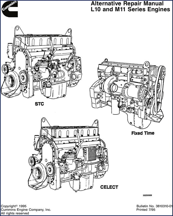 cummins m11, l10 1995 repair manual, cummins repair manual, cummins m11,