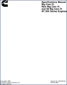 cummins nt 855 big cam iv 1989 technical, cummins manual, cummins nt