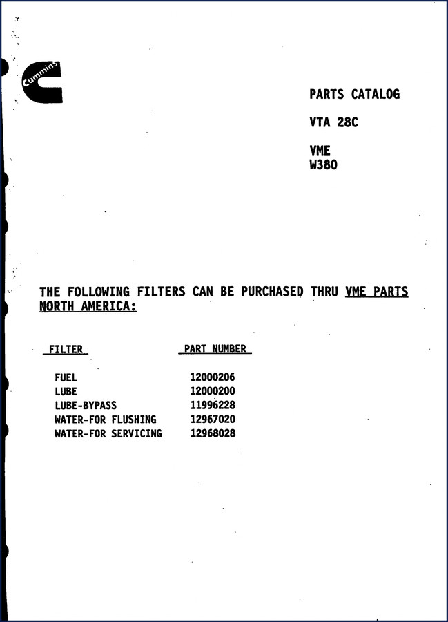 cummins vme w380 parts catalog, cummins parts catalog, cummins vme