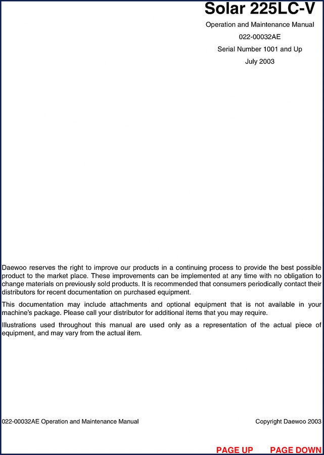 daewoo 225lc 2003 service manual, daewoo service manual, daewoo 225lc