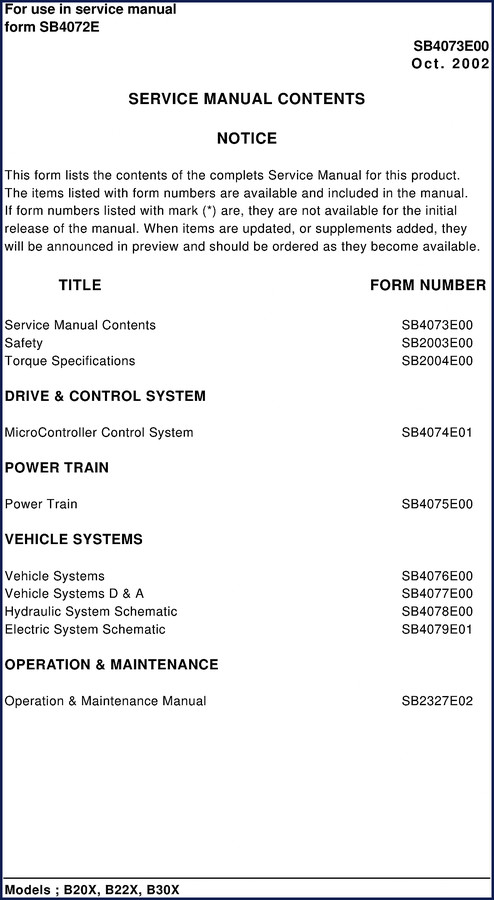 daewoo b20x, b22x, b30x 2002 service manual, daewoo service manual, daewoo b20x,