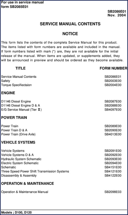daewoo d100 d120 2004 service manual, daewoo service manual, daewoo d100