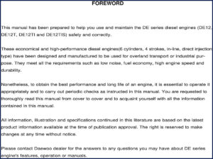 daewoo de12 de12t de12ti de12tis technical manual 166, daewoo manual, daewoo de12