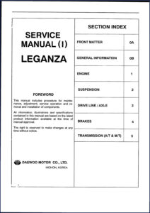daewoo leganza service manual, daewoo service manual, daewoo leganza