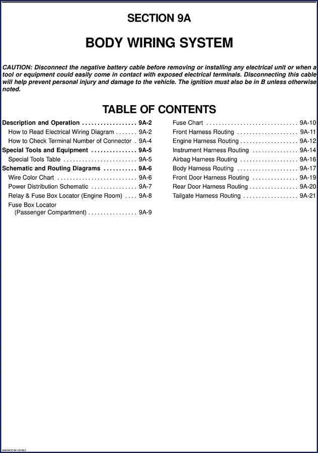 daewoo m100 electrical schematic, daewoo manual, daewoo m100