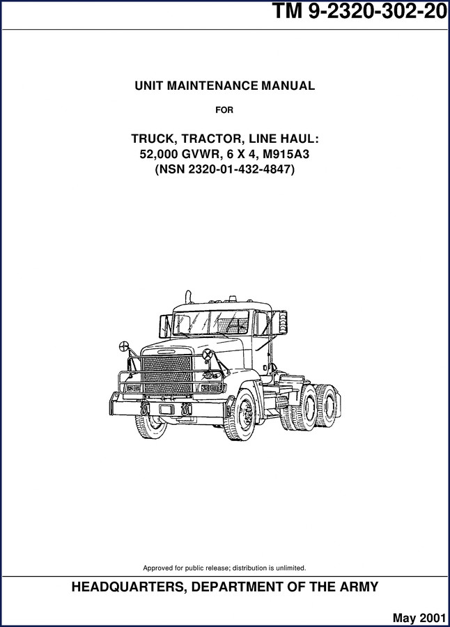 department of the army m915a3 2001 technical manual, department of the army manual, department of the army of