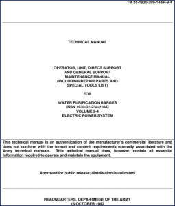 department of the army water purification barges 1992, department of the army manual, department of the army of