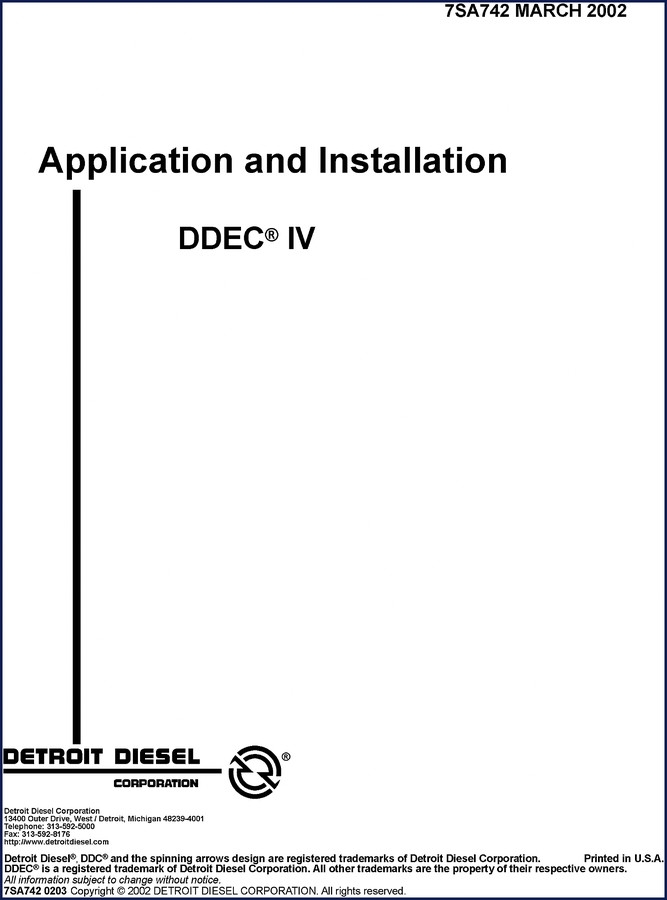 detroit diesel ddec iv 2002 installation manual, detroit diesel manual, detroit diesel diesel