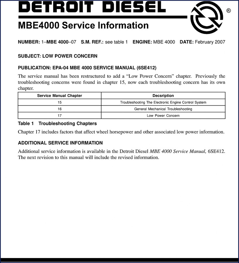 detroit diesel mbe 4000 2007 service manual, detroit diesel service manual, detroit diesel diesel