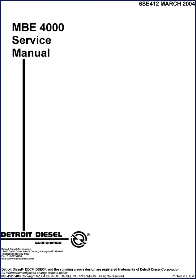 detroit diesel mbe 4000 2004 service manual, detroit diesel service manual, detroit diesel diesel
