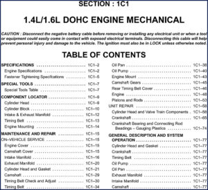 dongco 1.4l dohc, 1.6l dohc technical manual, dongco manual, dongco 1.4l