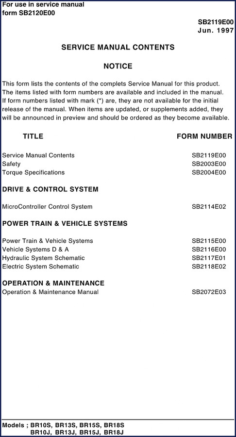doosan br10s br13s br15s br18s br10j 1997 service, doosan service manual, doosan br10s
