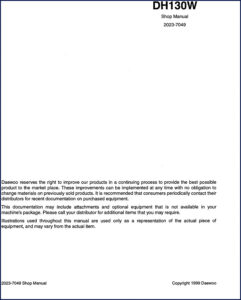 doosan dh130w 2023 workshop manual, doosan workshop manual, doosan dh130w