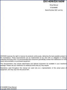 doosan dx140w, dx160w 2006 workshop manual, doosan workshop manual, doosan dx140w,