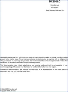 doosan dx350lc 2008 workshop manual oem 828 pages, doosan workshop manual, doosan dx350lc