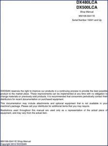 doosan dx480lca, dx500lca 2012 service manual, doosan service manual, doosan dx480lca,