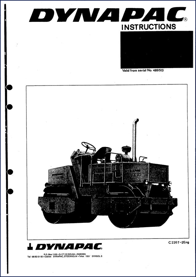 Dynapac C 220 User Manual – Factory Specs for Roller Operation – OEM Service Manual