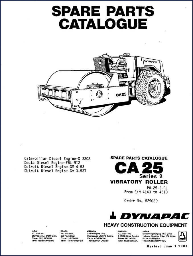 dynapac ca25 1985 parts catalog, dynapac parts catalog, dynapac ca25