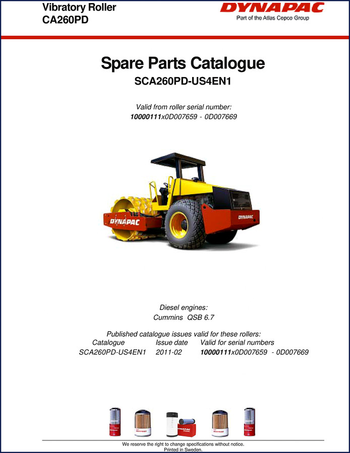 dynapac ca260pd 2011 parts catalog, dynapac parts catalog, dynapac ca260pd