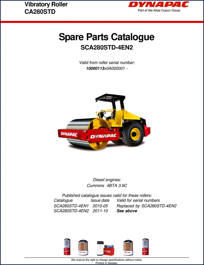 dynapac ca280std 2011 parts catalog, dynapac parts catalog, dynapac ca280std