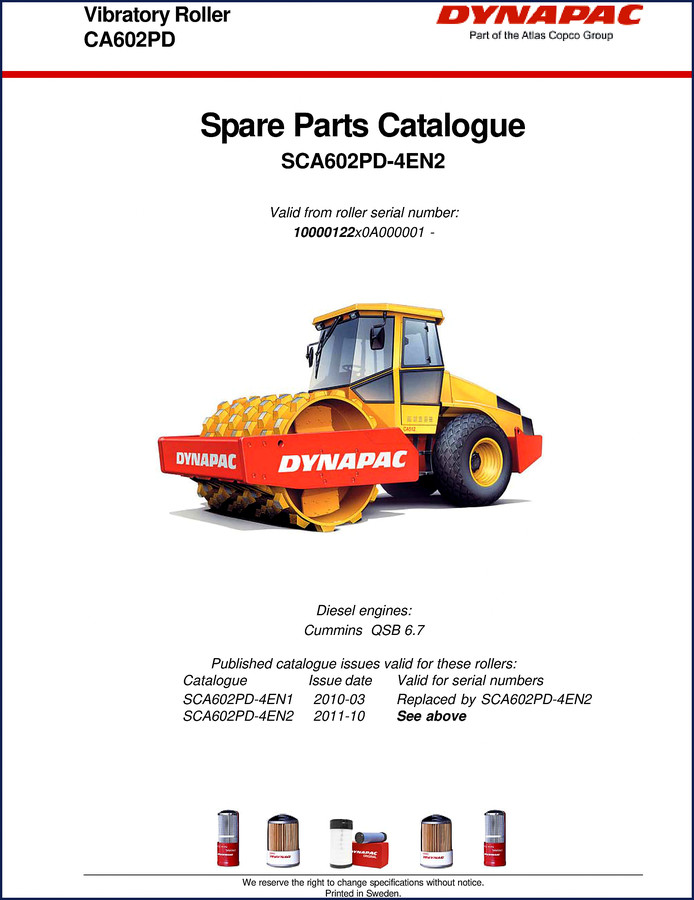 dynapac ca602pd parts catalog, dynapac parts catalog, dynapac ca602pd