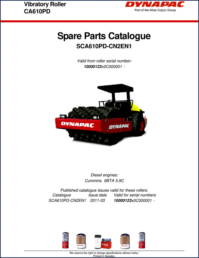 dynapac ca610pd 2011 parts catalog, dynapac parts catalog, dynapac ca610pd
