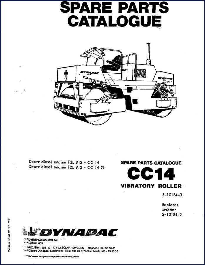 dynapac cc 14, cc 14 g parts catalog, dynapac parts catalog, dynapac cc