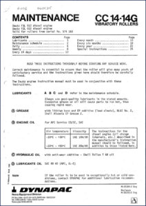 dynapac cc 14, cc 14g technical manual, dynapac manual, dynapac cc