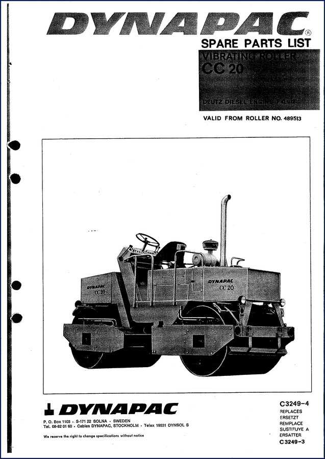 dynapac cc 20 parts catalog, dynapac parts catalog, dynapac cc