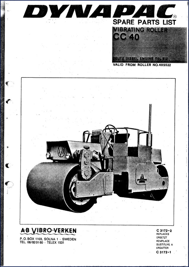 dynapac cc 40 parts catalog, dynapac parts catalog, dynapac cc
