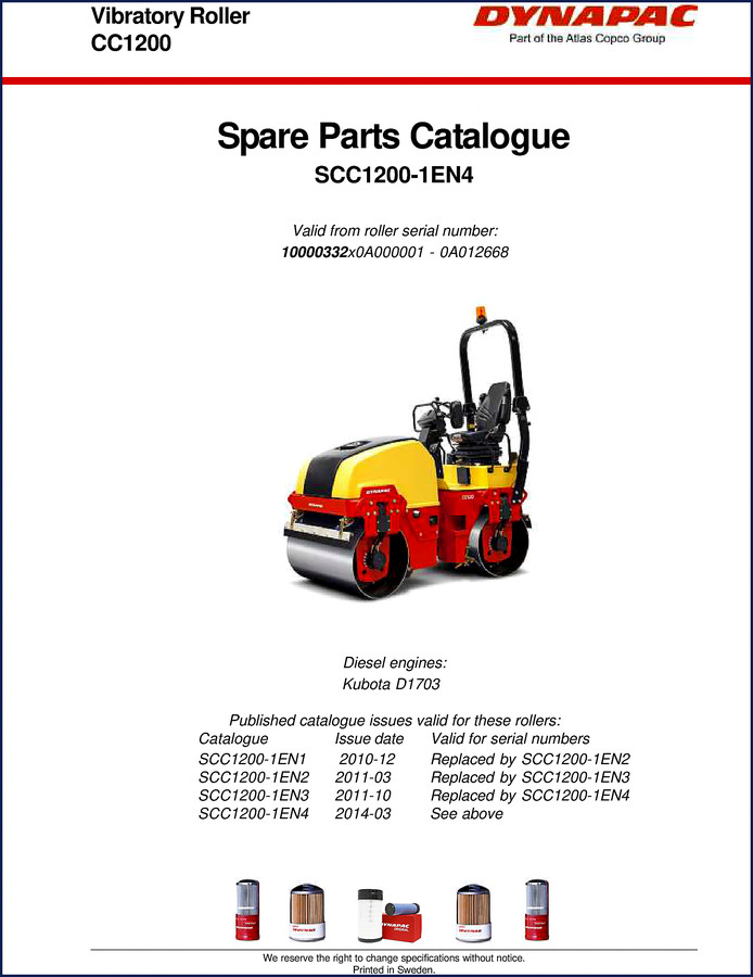 dynapac cc1200 2014 parts catalog, dynapac parts catalog, dynapac cc1200