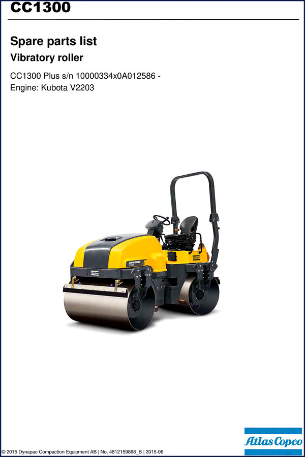 dynapac cc1300 2015 parts catalog, dynapac parts catalog, dynapac cc1300