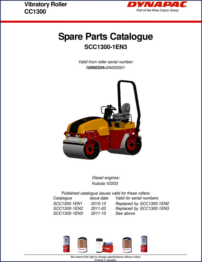 dynapac cc1300 2011 parts catalog, dynapac parts catalog, dynapac cc1300