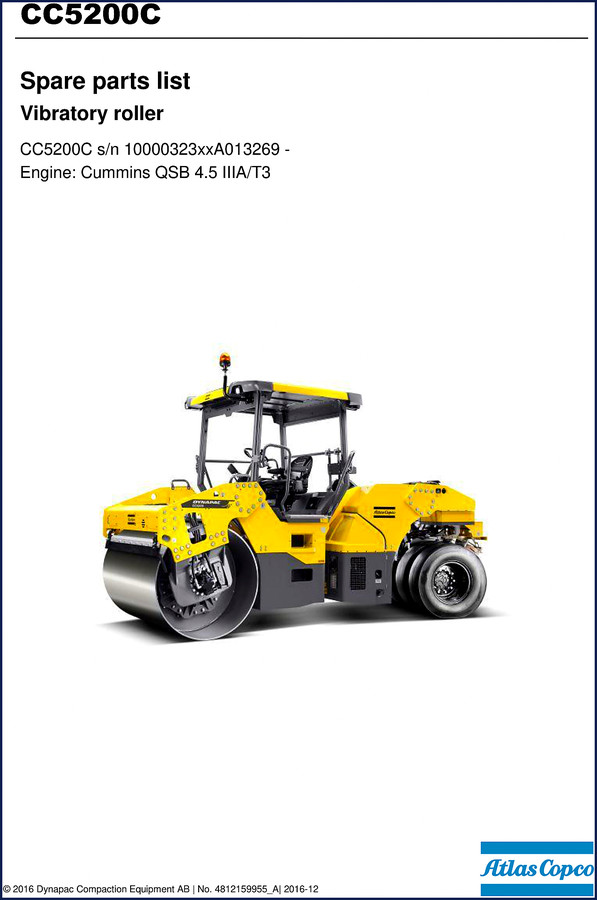 dynapac cc5200c 2016 parts catalog, dynapac parts catalog, dynapac cc5200c
