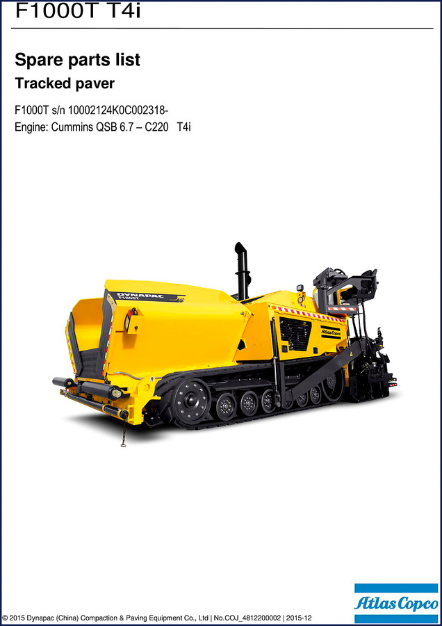 dynapac f1000t 2015 parts catalog, dynapac parts catalog, dynapac f1000t