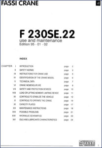fassi f 230se 2002 user manual, fassi manual, fassi f