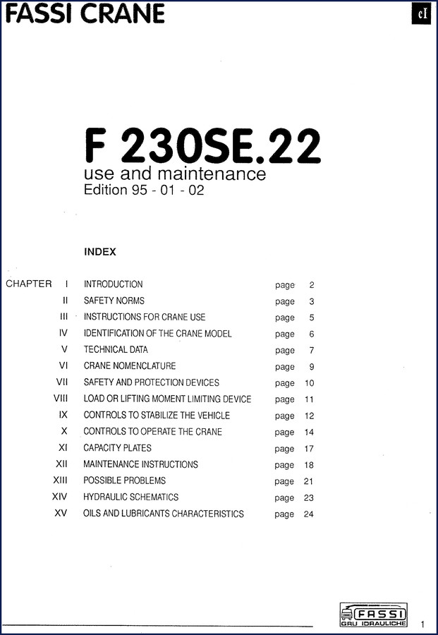fassi f 230se 2002 user manual, fassi manual, fassi f