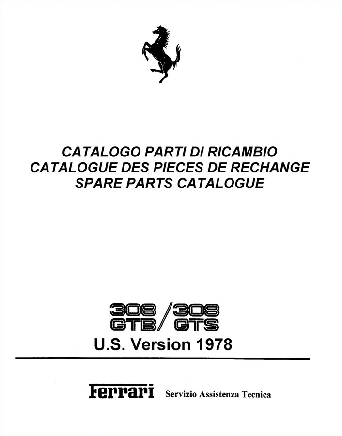 ferrari 308 gtb/gts 1978 parts catalog, ferrari parts catalog, ferrari 308