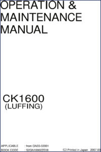 fiat kobelco ck1600 2007 operators manual, fiat kobelco manual, fiat kobelco kobelco