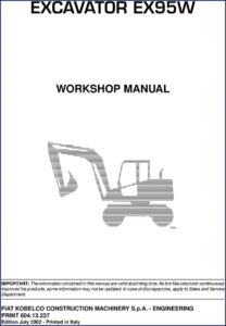 fiat kobelco ex95w 2002 workshop manual, fiat kobelco workshop manual, fiat kobelco kobelco