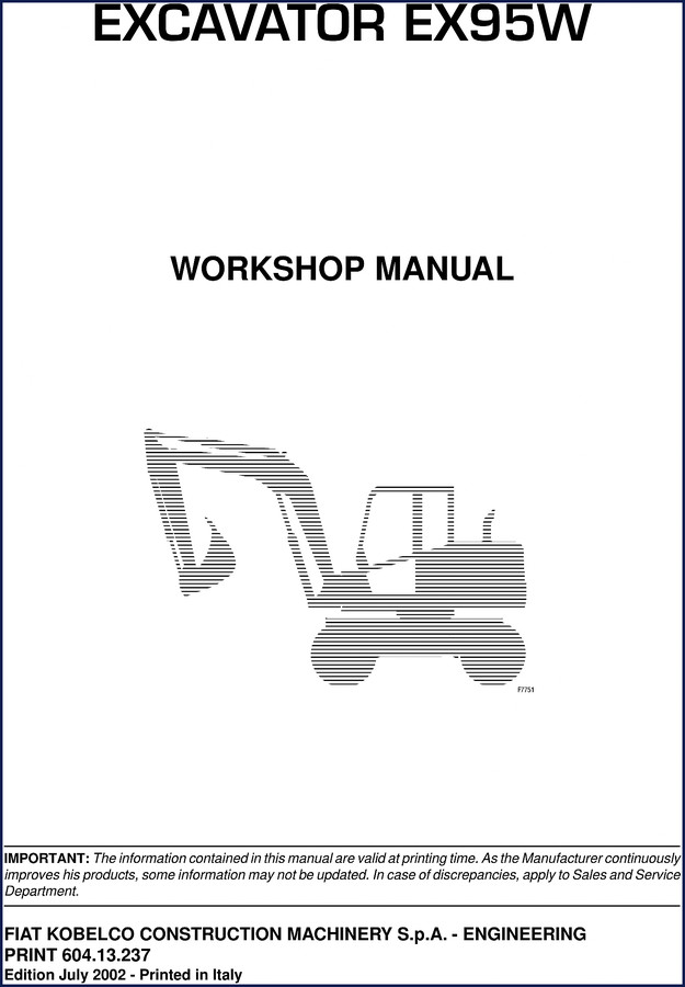 fiat kobelco ex95w 2002 workshop manual, fiat kobelco workshop manual, fiat kobelco kobelco