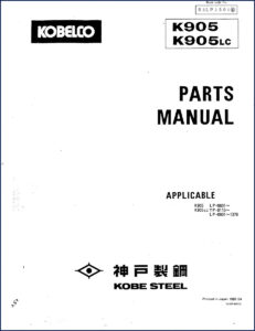 fiat kobelco k905, k905lc 1987 parts catalog, fiat kobelco parts catalog, fiat kobelco kobelco