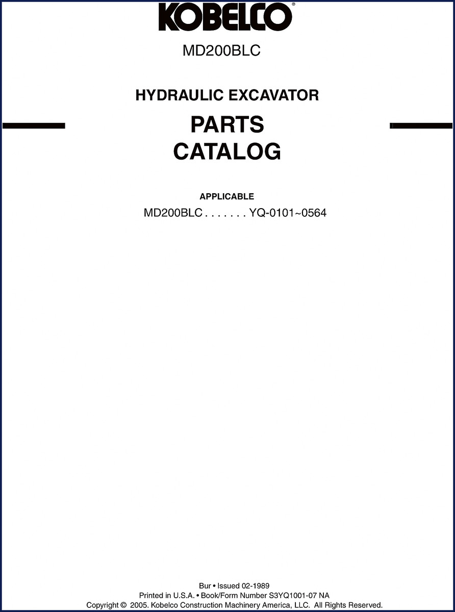 fiat kobelco md200blc 1989 parts catalog, fiat kobelco parts catalog, fiat kobelco kobelco