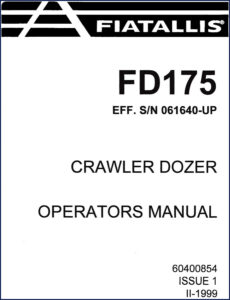 fiatallis fd175 1999 operators manual, fiatallis manual, fiatallis fd175