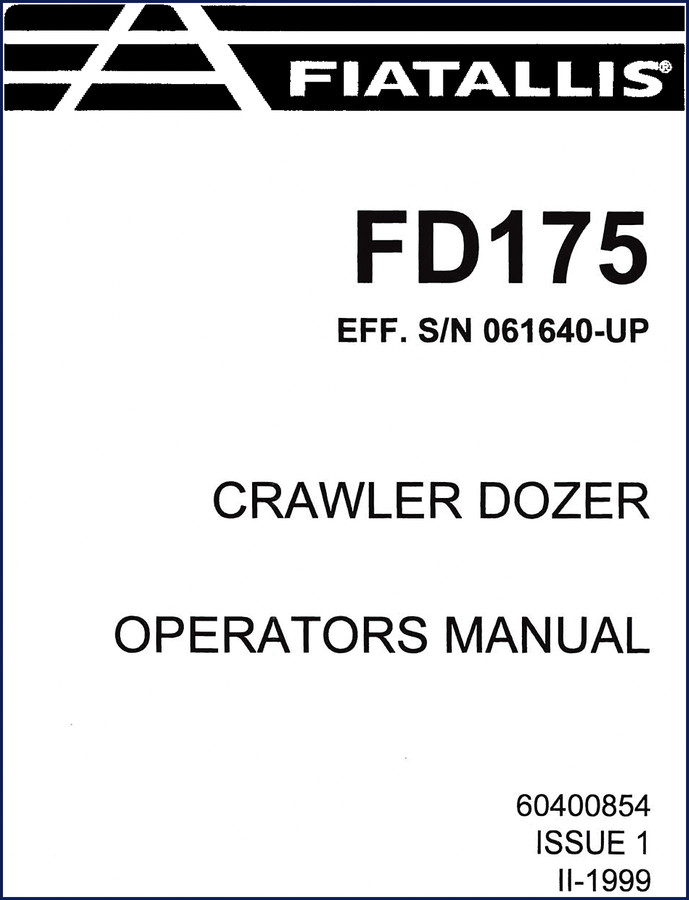 fiatallis fd175 1999 operators manual, fiatallis manual, fiatallis fd175