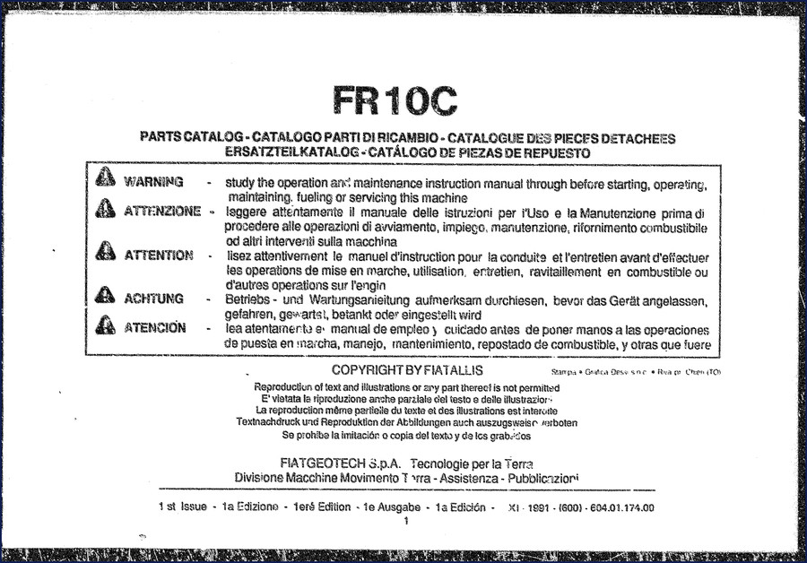 fiatallis fr10c 1991 parts catalog, fiatallis parts catalog, fiatallis fr10c